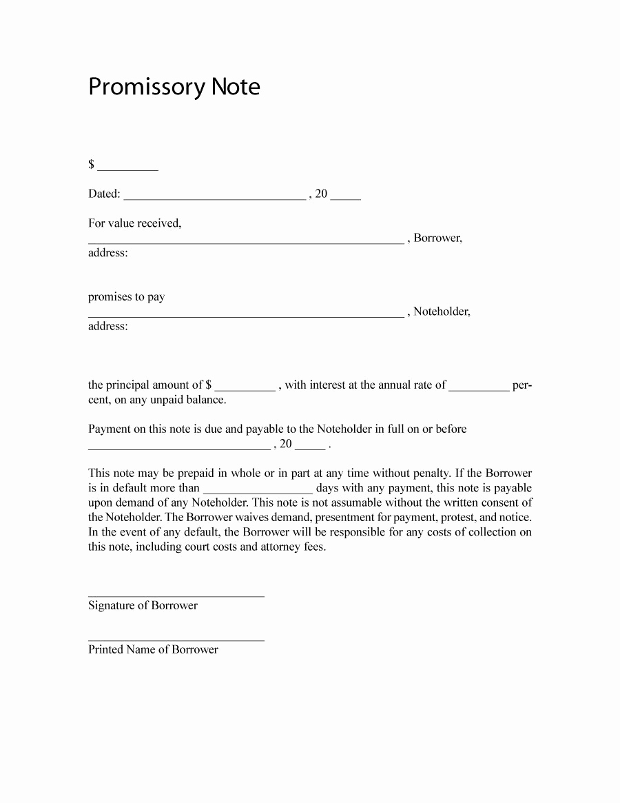 Promissory Notes Templates Free Unique 45 Free Promissory Note Templates &amp; forms [word &amp; Pdf]