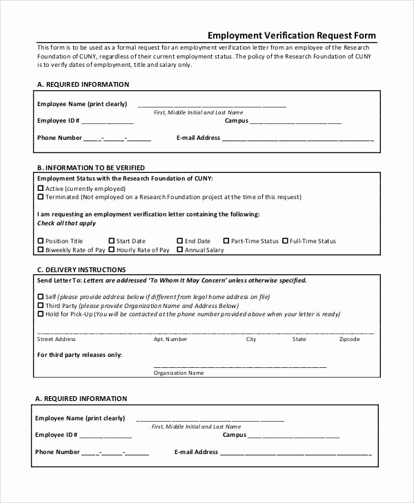 Proof Of Employment form Inspirational Verification form
