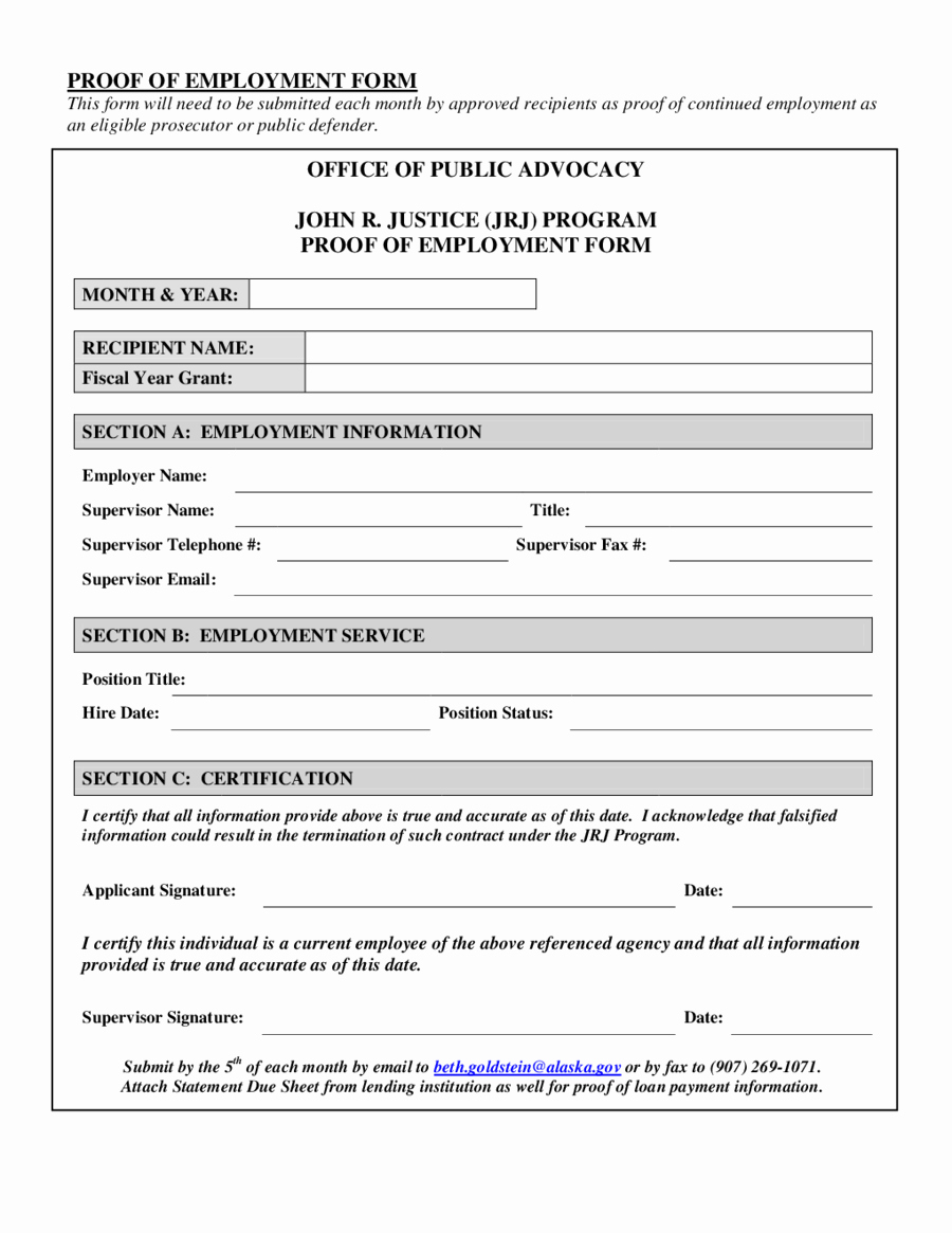 Proof Of Employment form Unique 2019 Proof Of Employment Letter Fillable Printable Pdf
