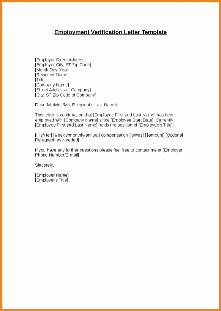 Proof Of Employment Letter Sample Lovely 9 Verification Of Employment Letter Examples Pdf