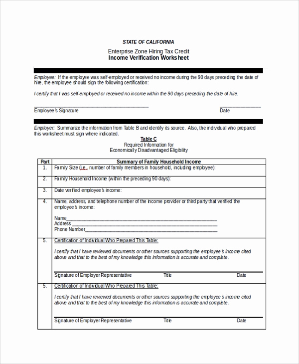Proof Of Income form Awesome Sample In E Verification form 9 Free Documents
