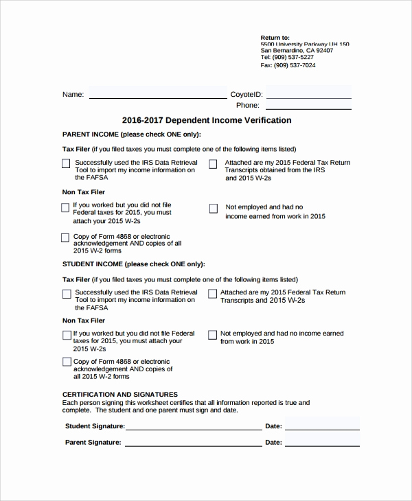 Proof Of Income form Inspirational Sample In E Verification form 9 Free Documents