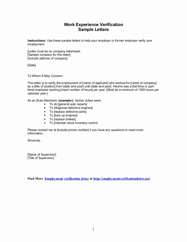 Proof Of Work Letter Luxury Sample Letters Work Experience Verification