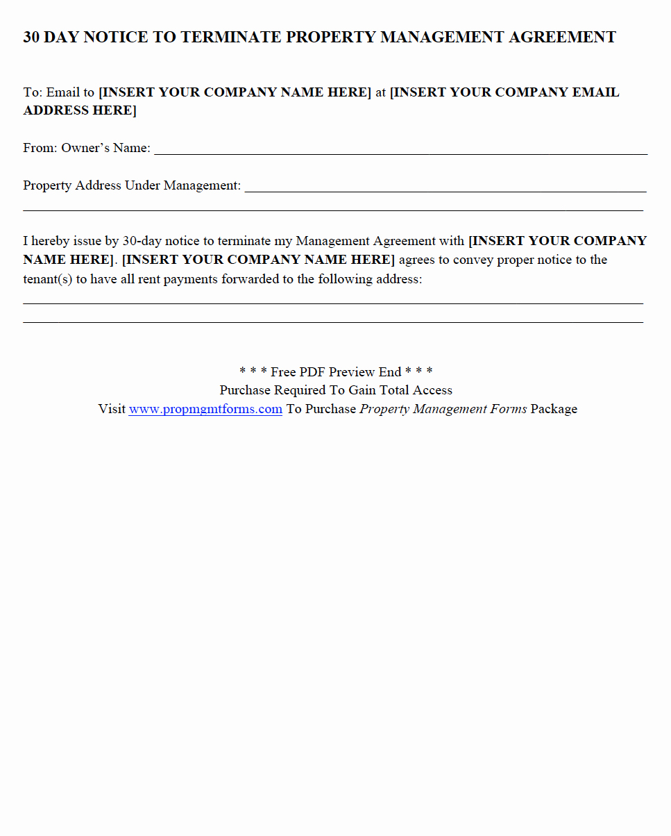 Property Management Agreement Pdf Awesome 30 Day Notice to Terminate Property Management Agreement