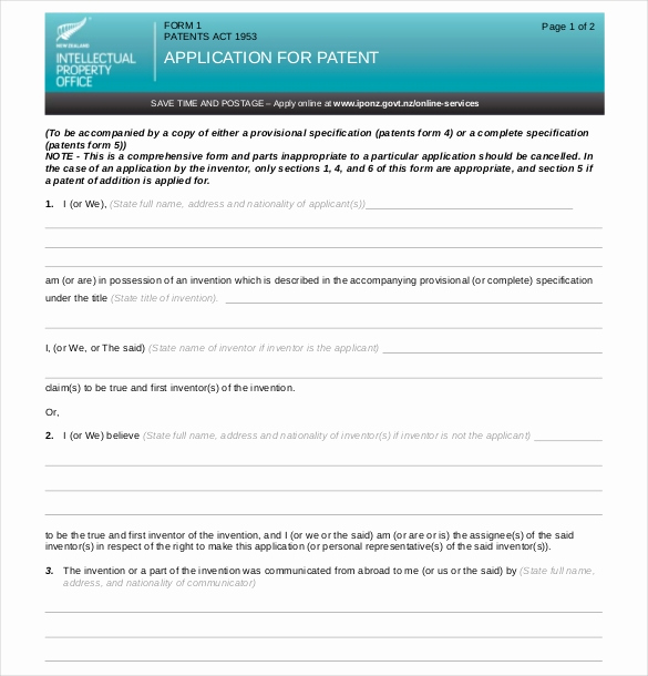 Provisional Patent Application form Elegant 12 Patent Application Templates Free Sample Example