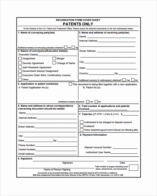 Provisional Patent Application form Inspirational Sample Patent assignment form 7 Free Documents Download