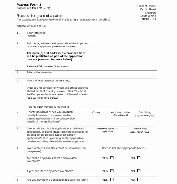 Provisional Patent Application Template Inspirational Patent Application Template – 12 Free Word Pdf Documents