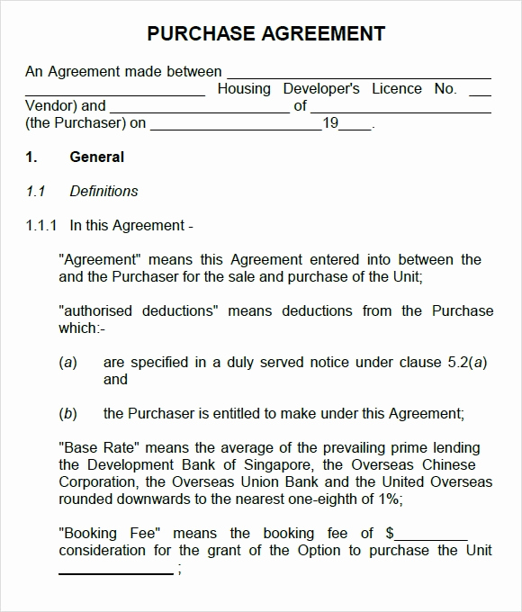 sample vehicle purchase agreement