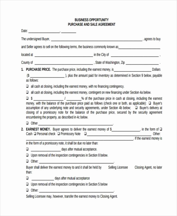 Purchase and Sale Agreement form Elegant 7 Business Purchase Agreement form Samples Free Sample