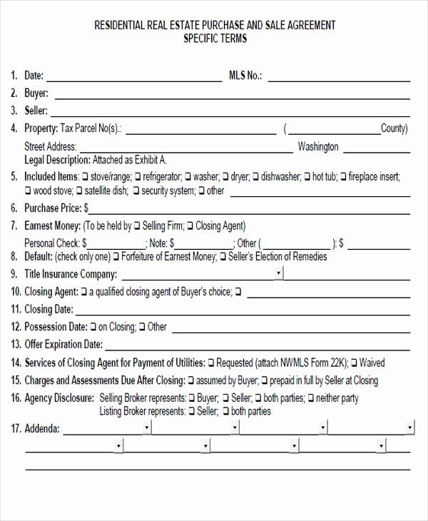 Purchase and Sale Agreement form Inspirational 39 Agreement forms In Pdf