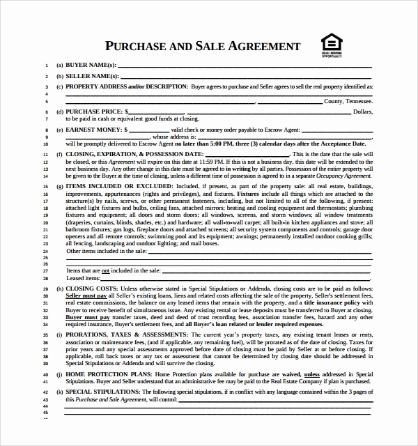 Purchase and Sale Agreement form Lovely 12 Sample Purchase and Sale Agreements