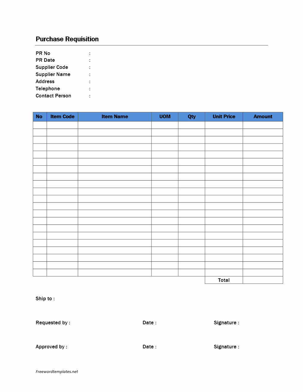 Purchase order Template Word Awesome Purchase Requisition form