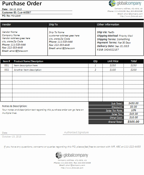 sample purchase order form created in ms word