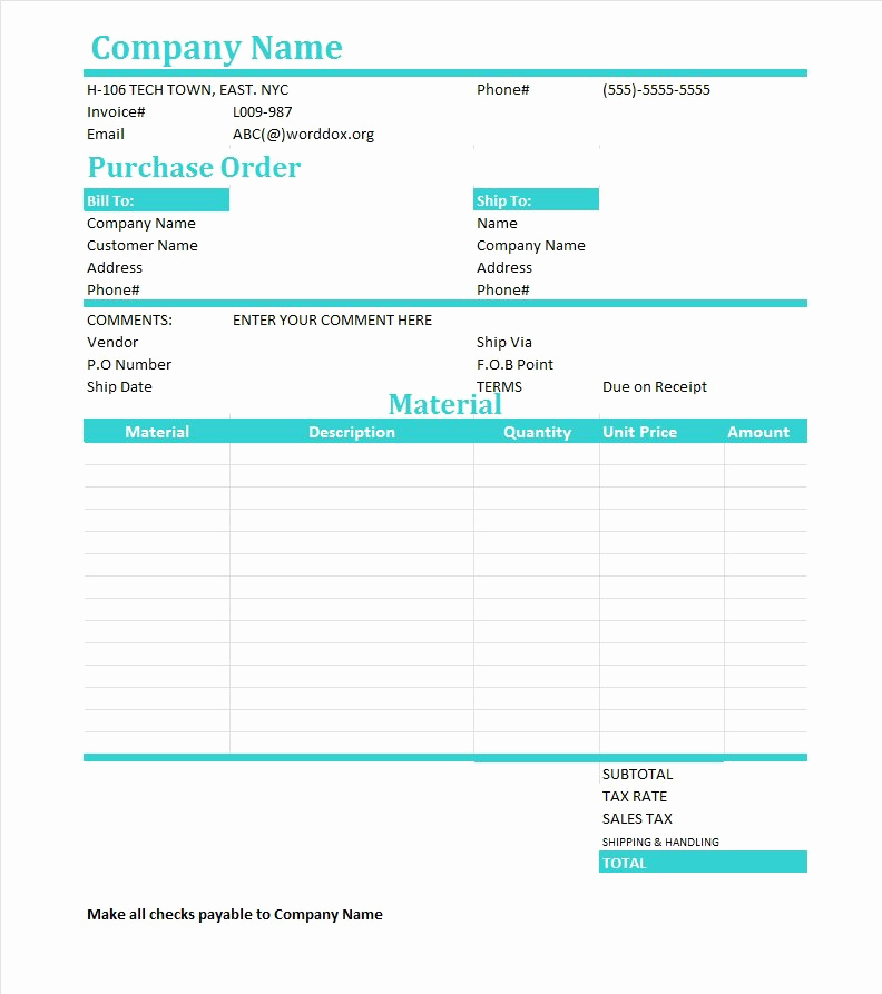 Purchase order Template Word Luxury 39 Free Purchase order Templates In Word &amp; Excel Free