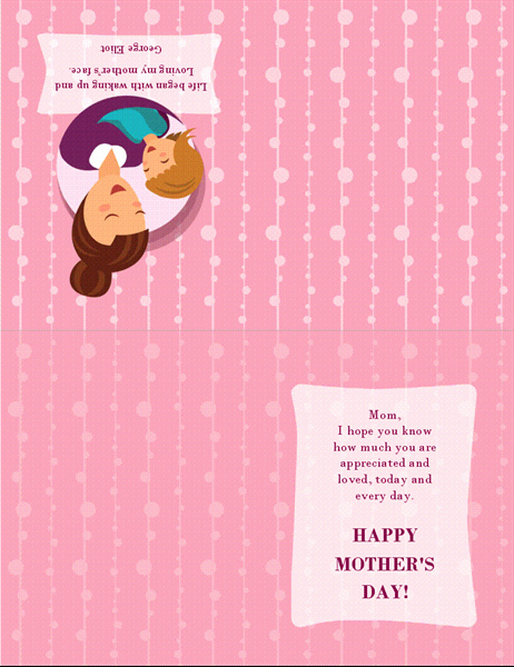 Mother s Day card with mother and baby quarter fold TM