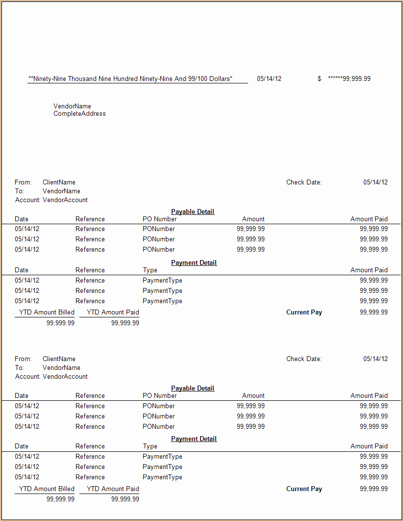 Quickbooks Pay Stub Template Fresh Predefined Accounts Payable Check Layouts