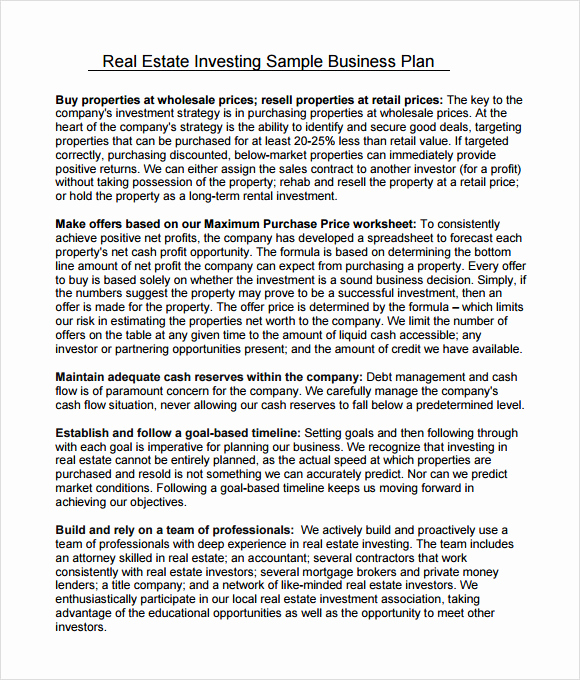 Real Estate Business Plan Template Awesome Sample Real Estate Business Plan Template 13 Free
