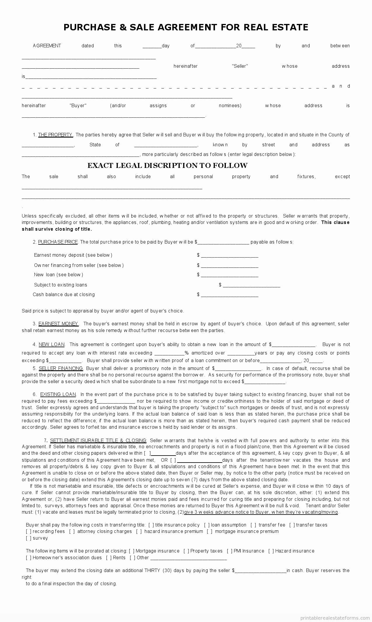 Real Estate Contract form Beautiful Sample Printable Sales Contract for Ing Subject 2 form
