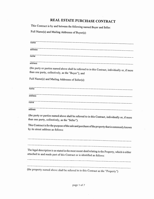 Real Estate Contract form Best Of Brilliant Real Estate Purchase Contract form Template