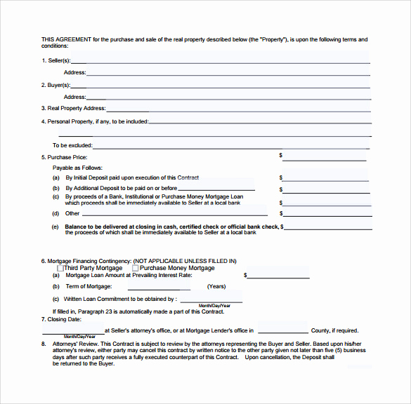 Real Estate Contract form Unique Real Estate Contract Template 14 Download Free