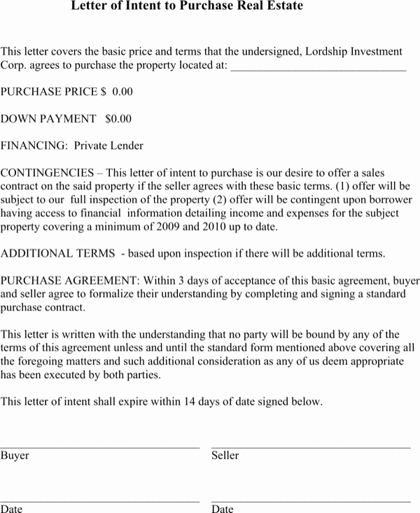 Real Estate Letter Of Intent Awesome Download Letter Intent for Real Estate for Free