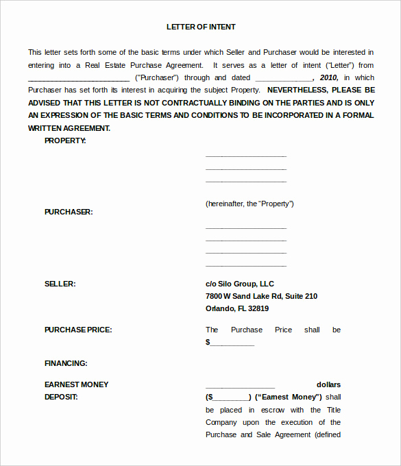 Real Estate Letter Of Intent Fresh 13 Sample Free Letter Of Intent Templates Pdf Word