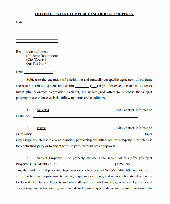 Real Estate Letter Of Intent Luxury 10 Real Estate Letter Of Intent Templates Pdf Doc