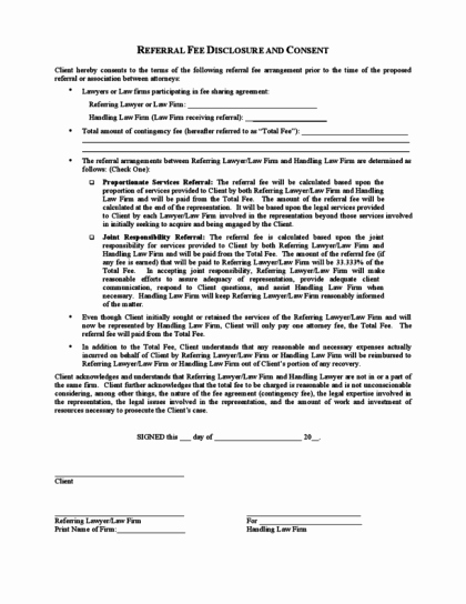 Real Estate Referral form Unique Referral Fee Agreement