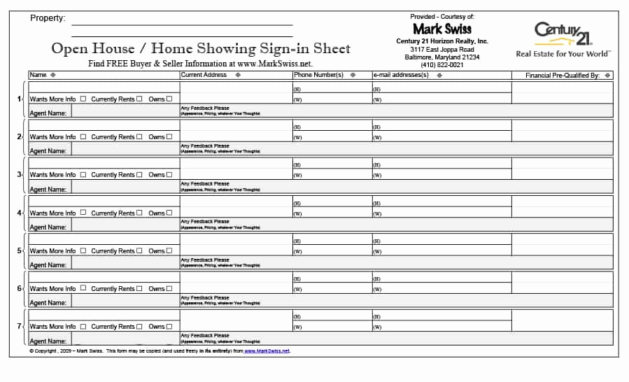 Real Estate Sign In Sheet Awesome 30 Open House Sign In Sheet [pdf Word Excel] for Real