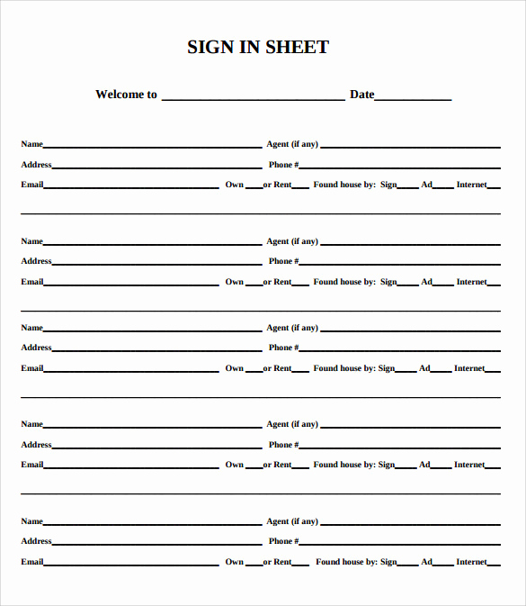 Real Estate Sign In Sheet Awesome Sample Open House Sign In Sheet 14 Documents In Pdf