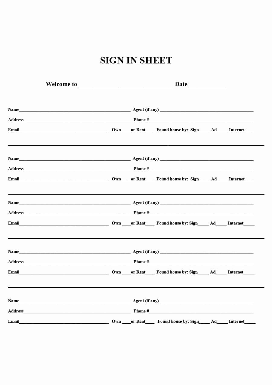 Real Estate Sign In Sheet Beautiful 30 Open House Sign In Sheet [pdf Word Excel] for Real