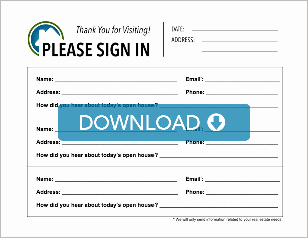 Real Estate Sign In Sheet Inspirational Real Estate Open House Sign In Sheet Free Template