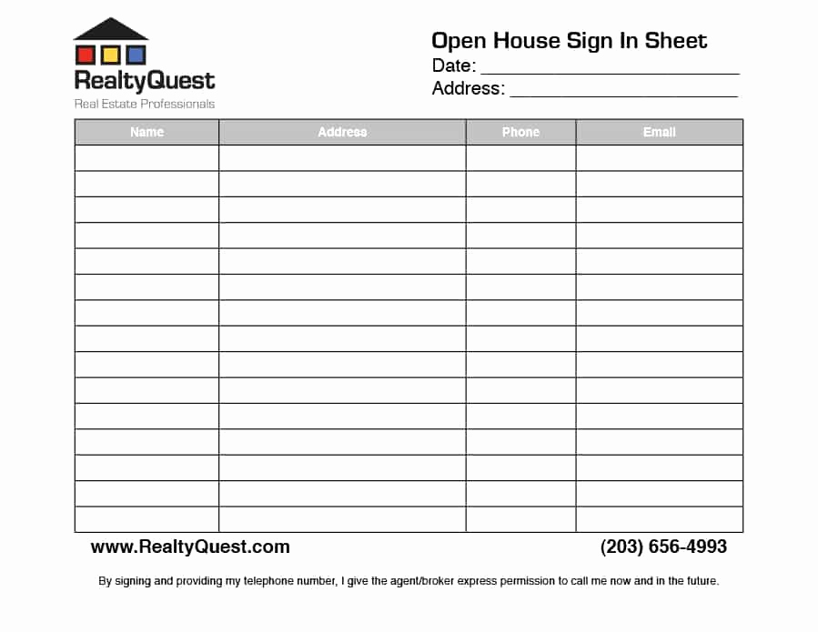 Real Estate Sign In Sheet Luxury 30 Open House Sign In Sheet [pdf Word Excel] for Real
