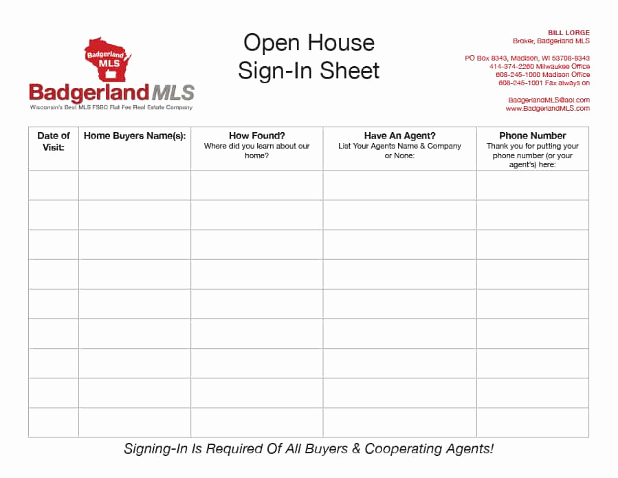 Real Estate Sign In Sheet New 30 Open House Sign In Sheet [pdf Word Excel] for Real