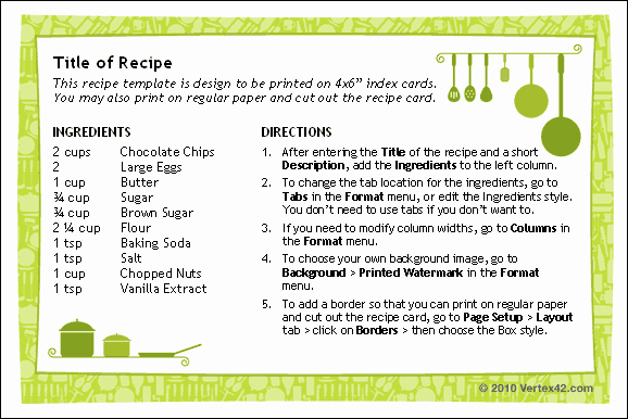 Recipe Card Templates for Word Beautiful Free Printable Recipe Card Template for Word