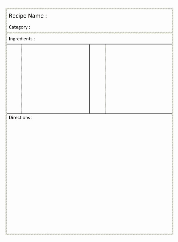 Recipe Template for Word Elegant Full Page Recipe Template for Word