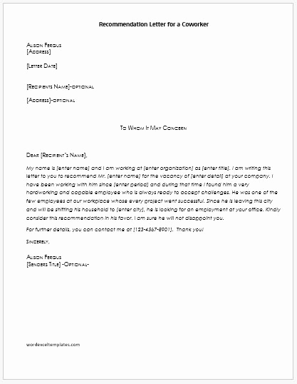Recommendation Letter for Coworker Fresh Re Mendation Letters for Coworker
