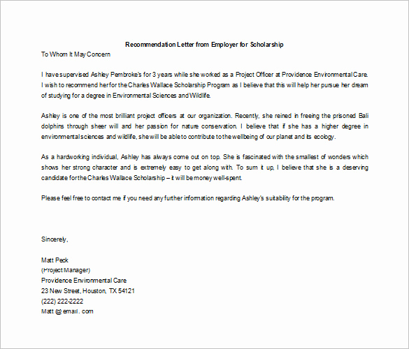 Recommendation Letter for Student Scholarship Luxury 27 Letters Of Re Mendation for Scholarship Pdf Doc