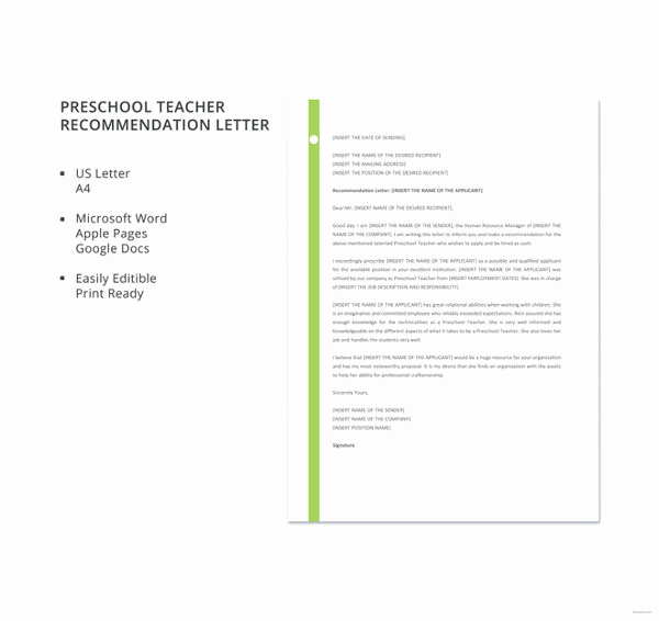 Recommendation Letter for Teacher Fresh 37 Simple Re Mendation Letter Template Free Word Pdf