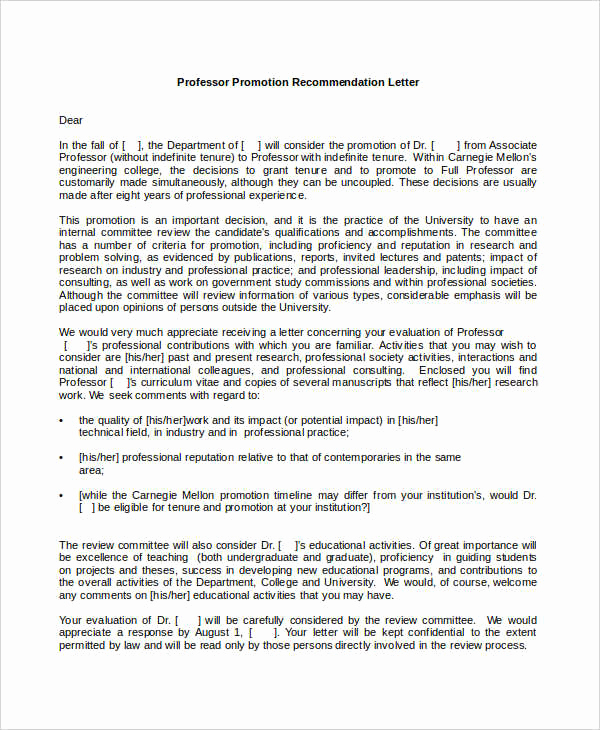 Recommendation Letter From Professor Lovely 14 Promotion Re Mendation Letters