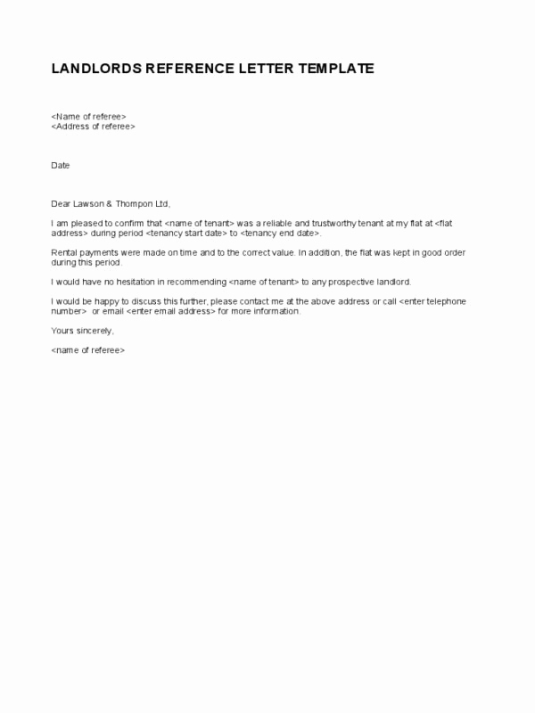 Reference Letter for Apartment Unique Landlord Reference Letter