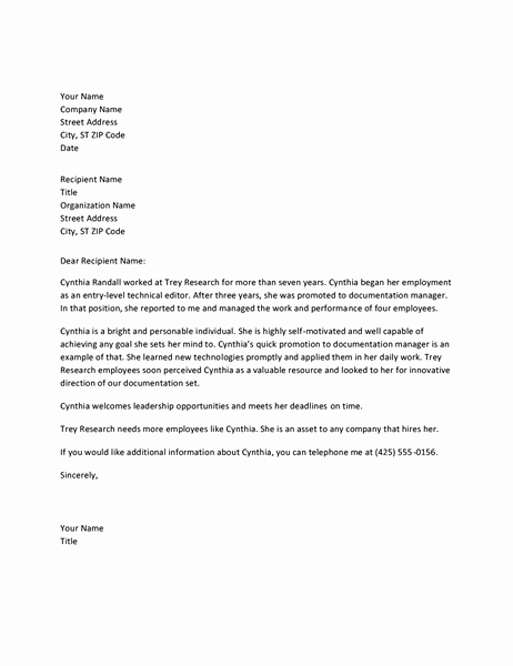 Reference Letter for Employees Beautiful Reference Letter for Managerial Employee