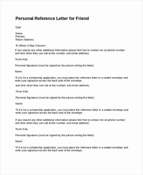 Reference Letter for Friend Best Of 14 Personal Reference Letter Templates Free Sample