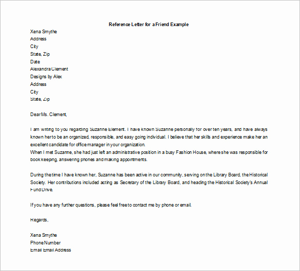 Reference Letter for Friend Fresh 23 Friend Re Mendation Letters Pdf Doc