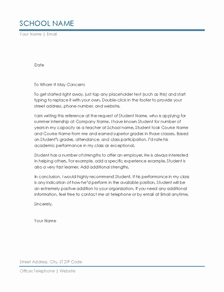 Reference Letter for Teaching Luxury Reference Letter From Teacher