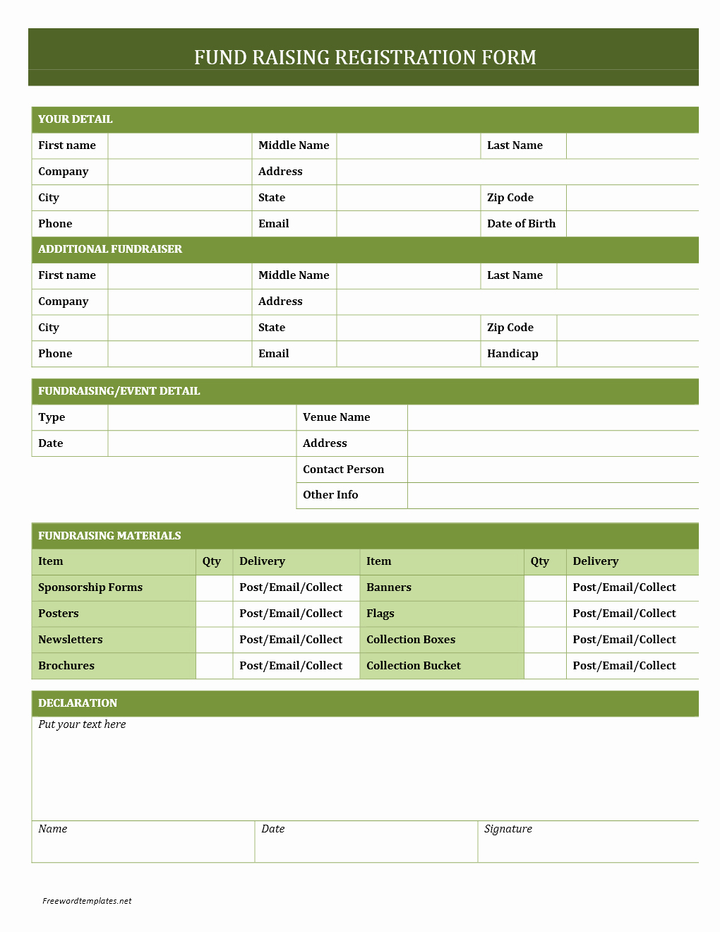 Registration form Template Word Awesome Fundraising Registration form