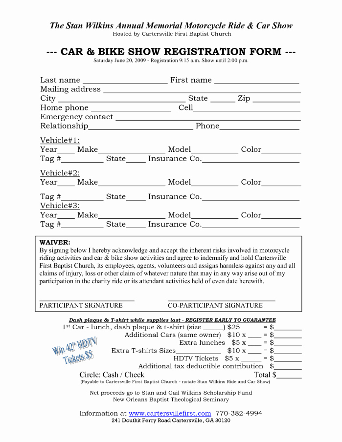 Registration form Template Word Best Of Car Show Registration form Templates Word Excel Samples
