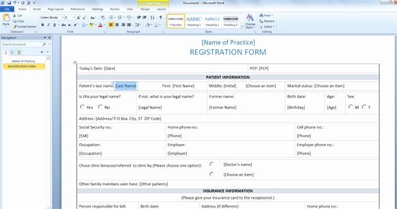 Registration form Template Word Lovely Patient Registration form Template for Word 2013