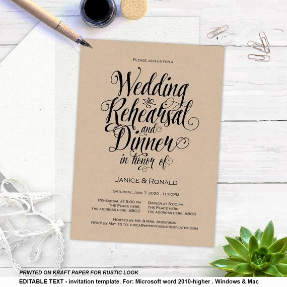 Rehearsal Dinner Invitation Template Fresh Printable Rehearsal Dinner Rustic Invitation Templates