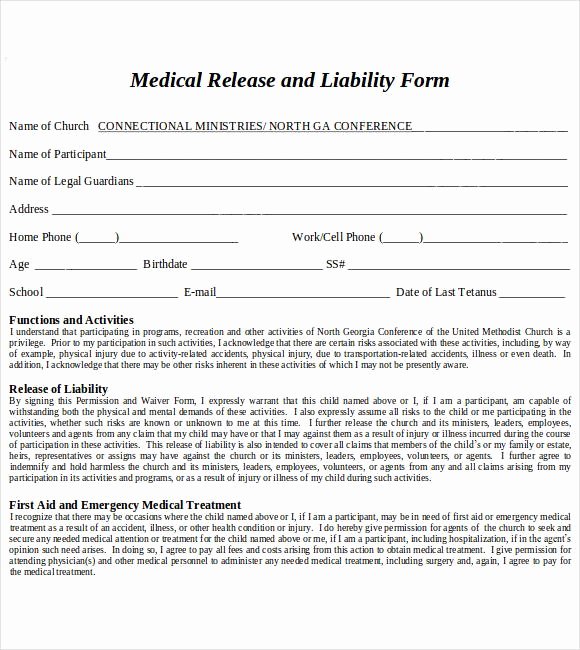 Release From Liability form Luxury General Release Of Liability form Sample 7 Examples In